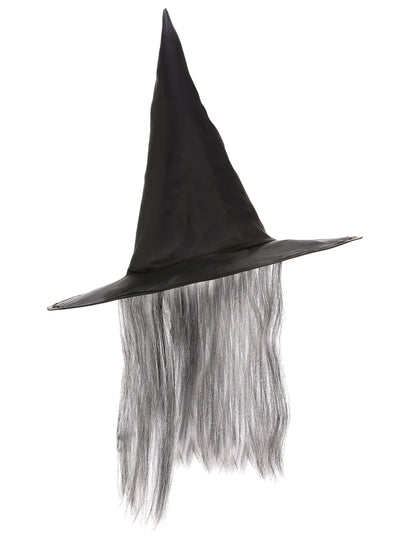 Sombrero Halloween bruja negro pelo gris adulto