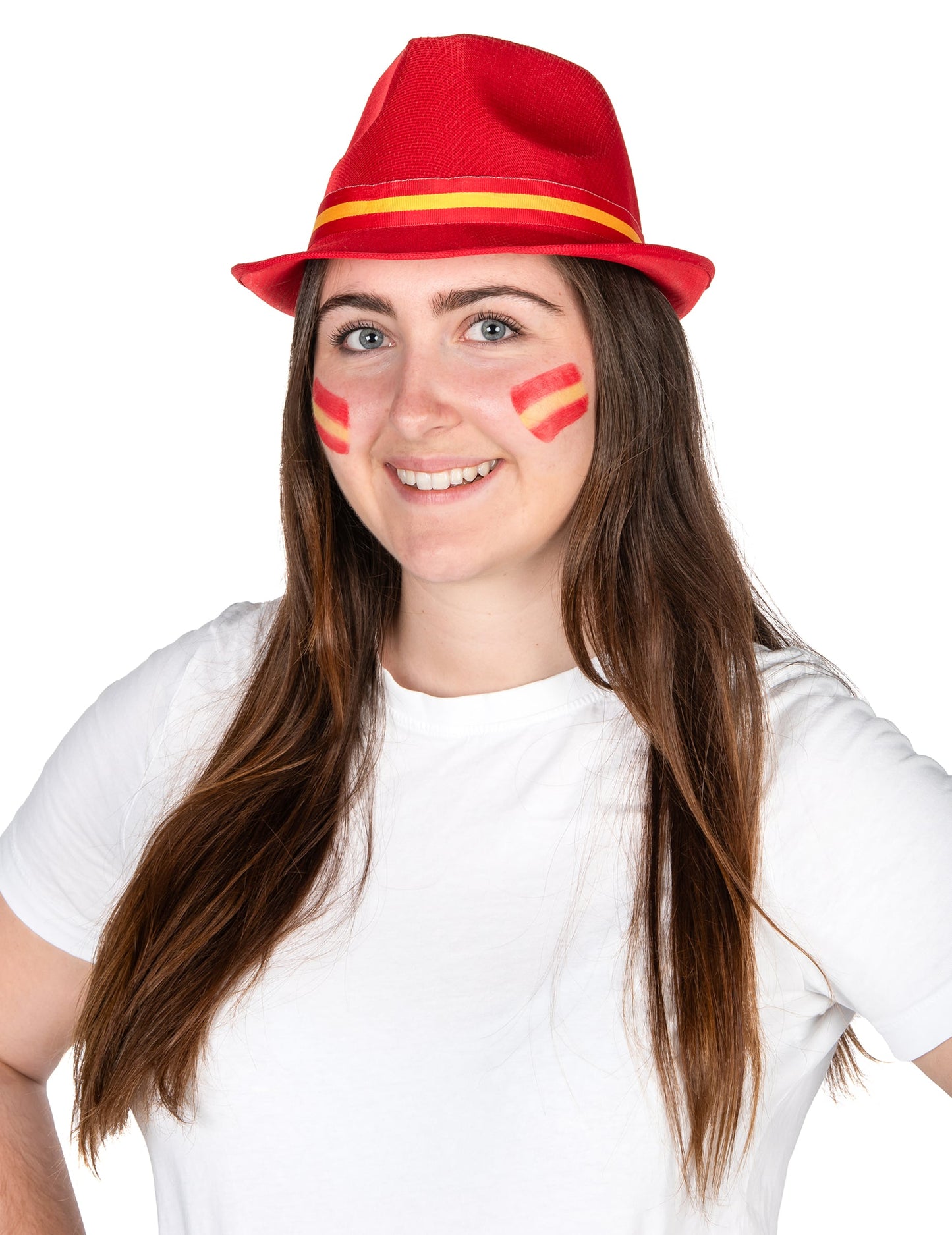 Mise en situation du chapeau supporter Espagne pour adulte