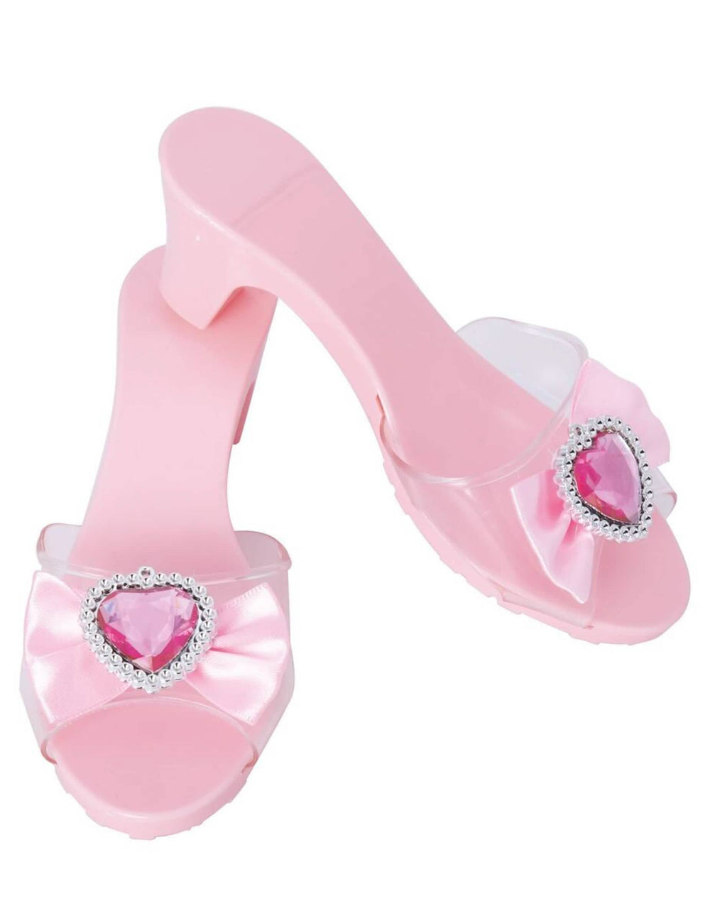 Chaussures de princesse pour enfant roses avec nœud et cœur brillant
