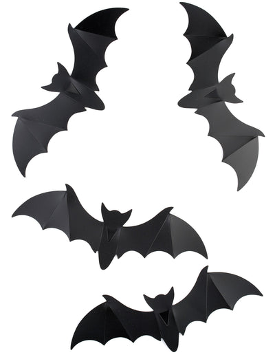 Lot de 12 chauve-souris murales décoratives pour Halloween noires