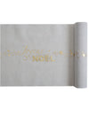 Chemin de table en coton Joyeux Noël pour décoration de table blanc crème et étoiles dorées