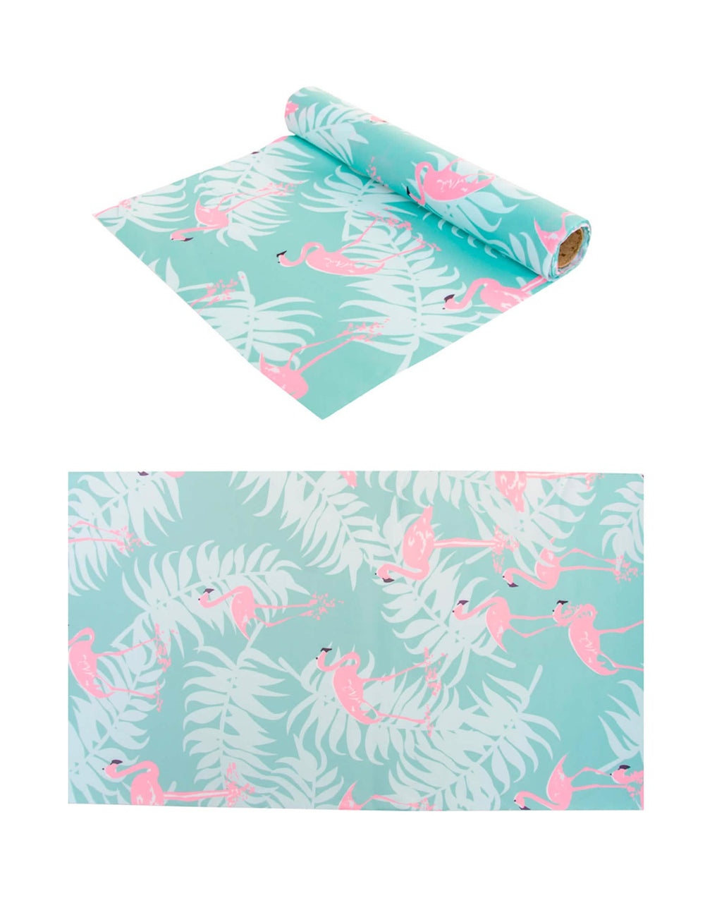 Chemin de table en tissu flamants roses pour décoration tropicale bleu pastel