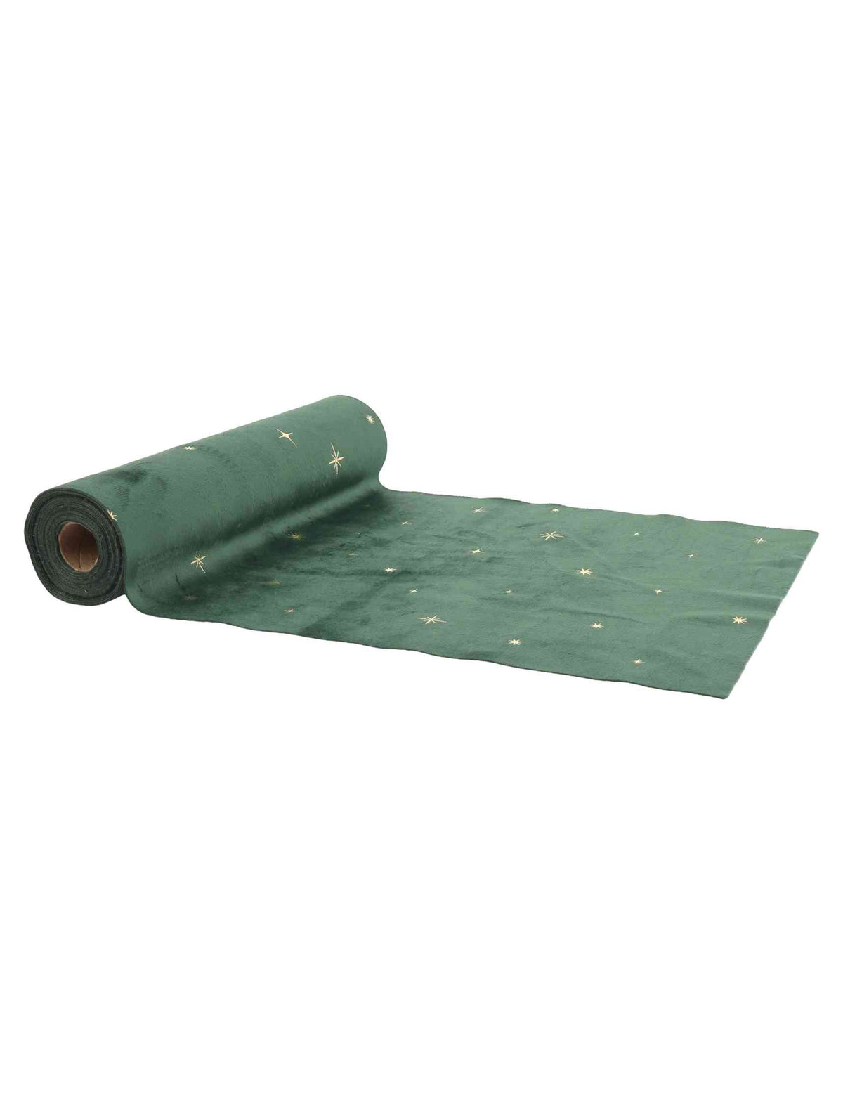 Camino de mesa estrellas terciopelo verde inglés y oro 28 cm x 3 m