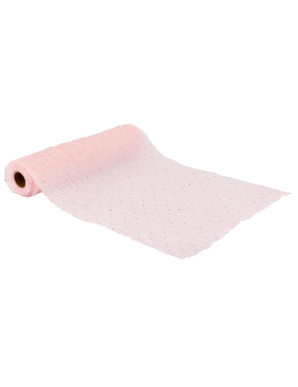 Chemin de table froissé scintillant pour décoration rose et strass argent effet gaufré