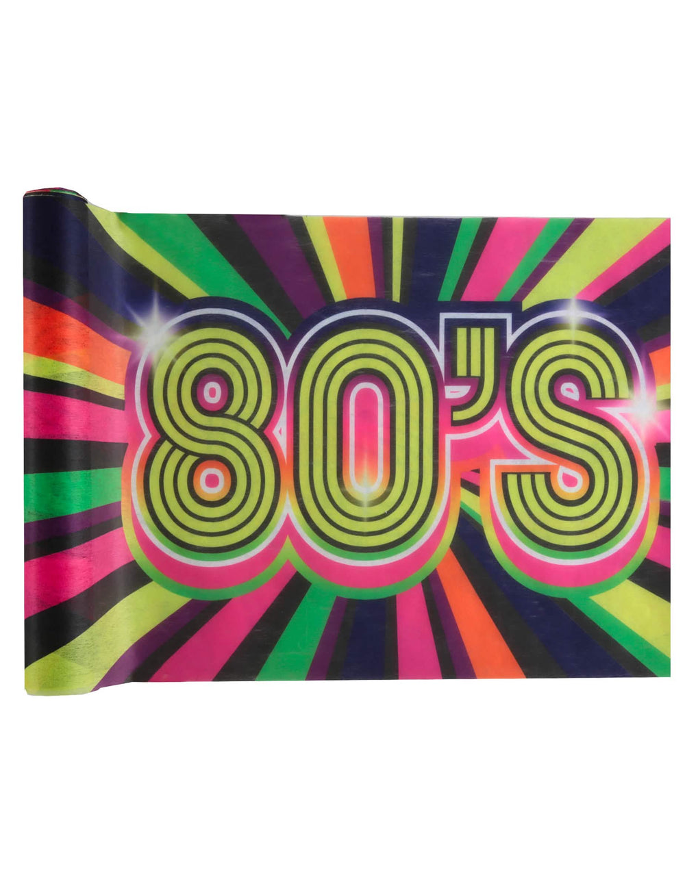 Chemin de table intissé années 80 multicolore néon