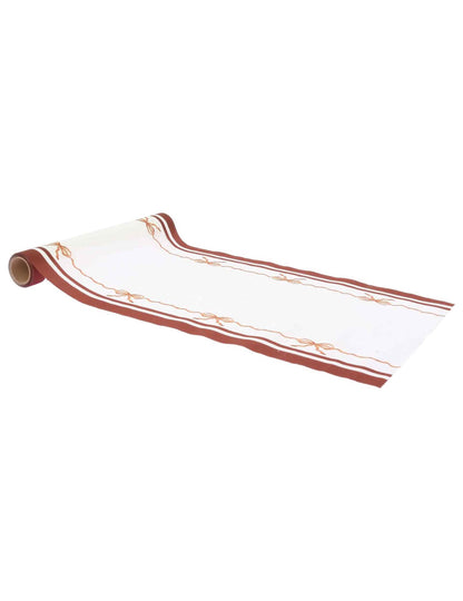 Camino de mesa Lindos nudos en tela crema auburn y tierra quemada 28 cm x 3 m