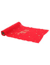 Camino de mesa Feliz Navidad atemporal rojo y dorado 28 cm x 3 m