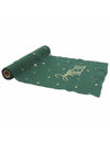 Camino de mesa Feliz Navidad atemporal verde inglés y dorado 28 cm x 3 m