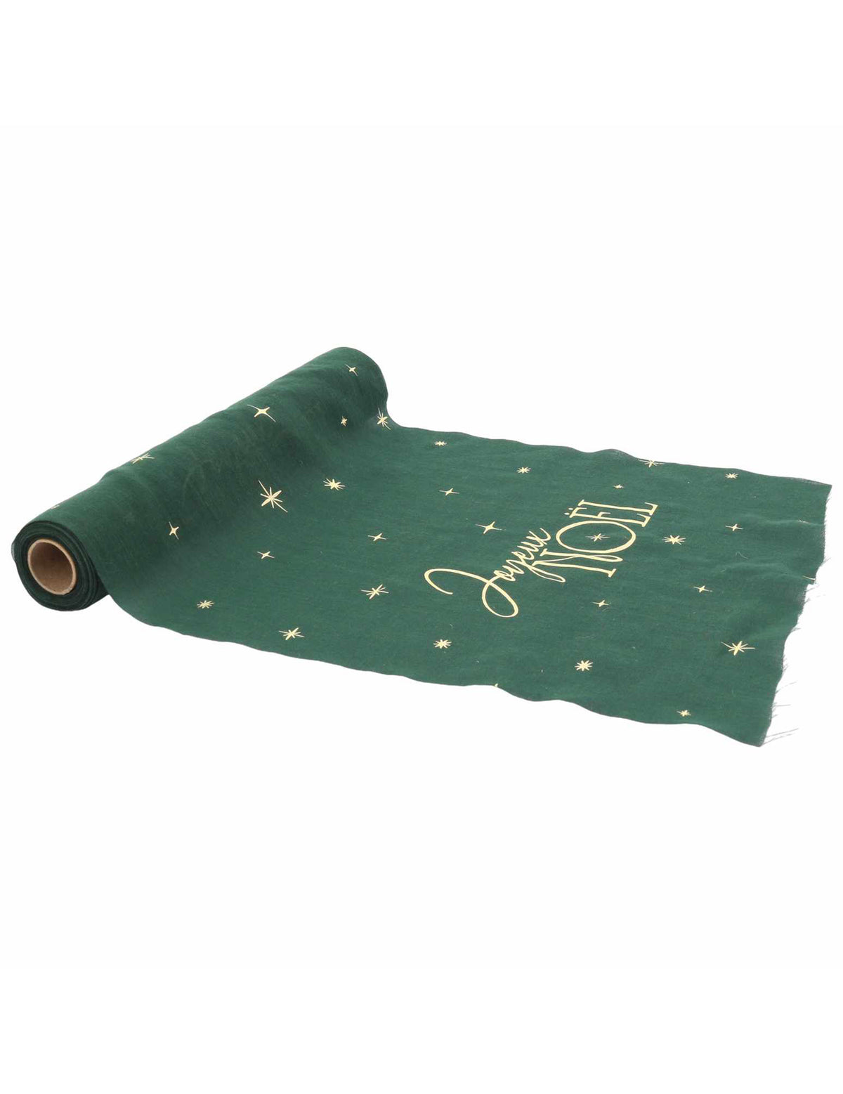 Camino de mesa Feliz Navidad atemporal verde inglés y dorado 28 cm x 3 m