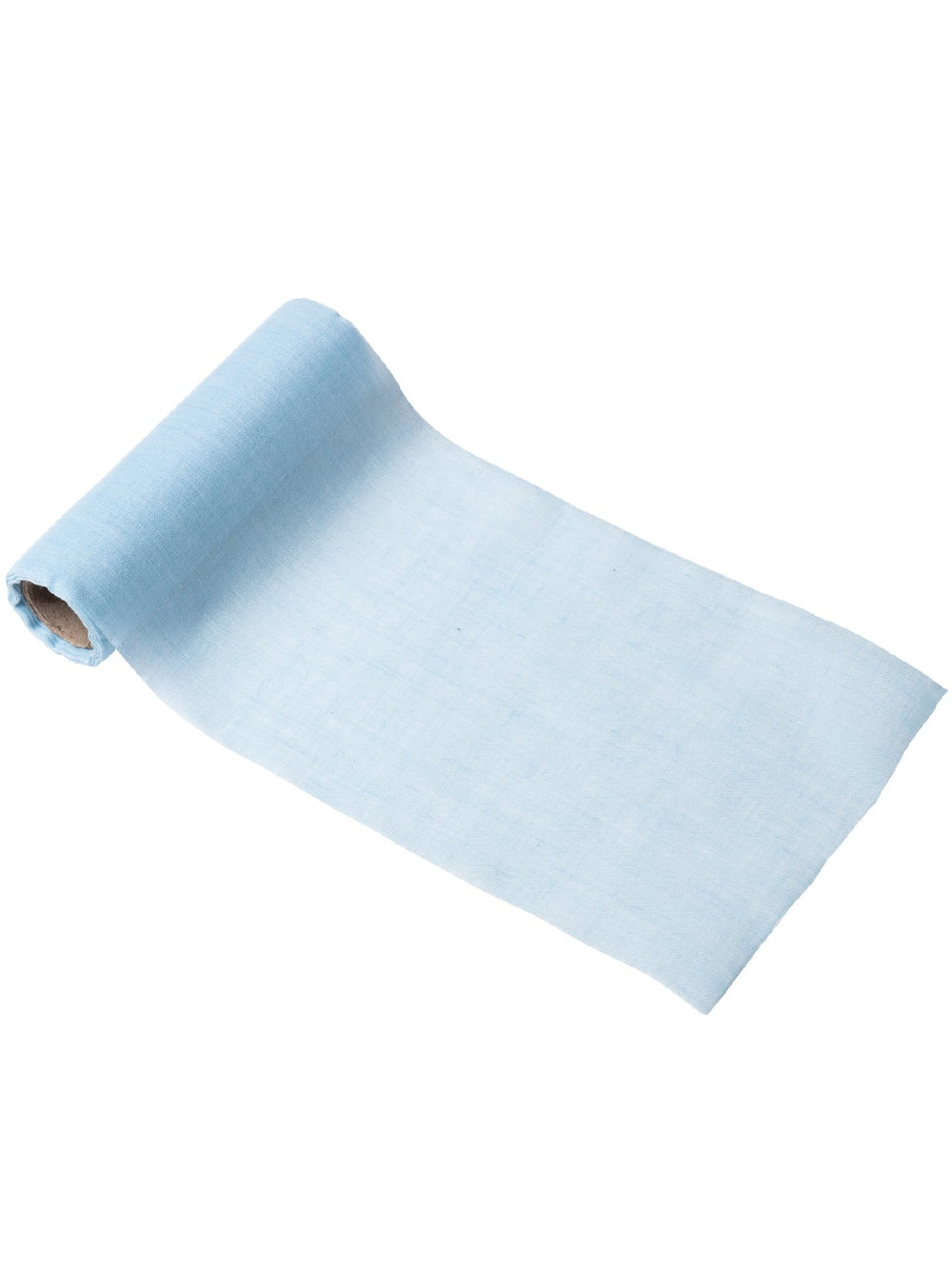 Chemin de table mousseline pour baptême bleu ciel