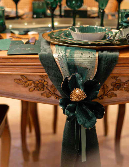 Camino de mesa strass verde oscuro 28 cm x 3 m