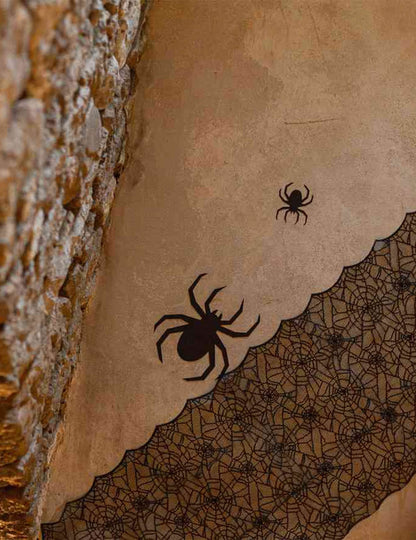 Camino de mesa de telaraña de encaje negro 44 cm x 1,82 m