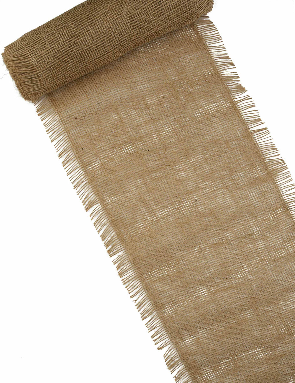 Camino de mesa bohemio chic de yute natural con flecos