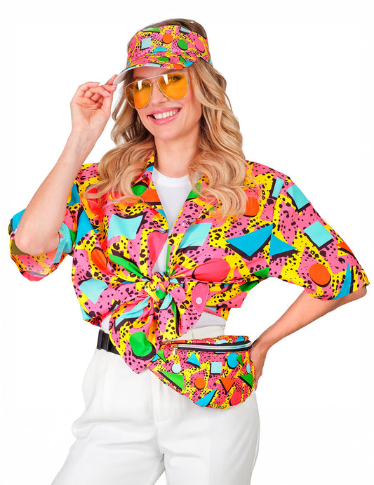 Camiseta multicolor estampada de los 90 para adulto