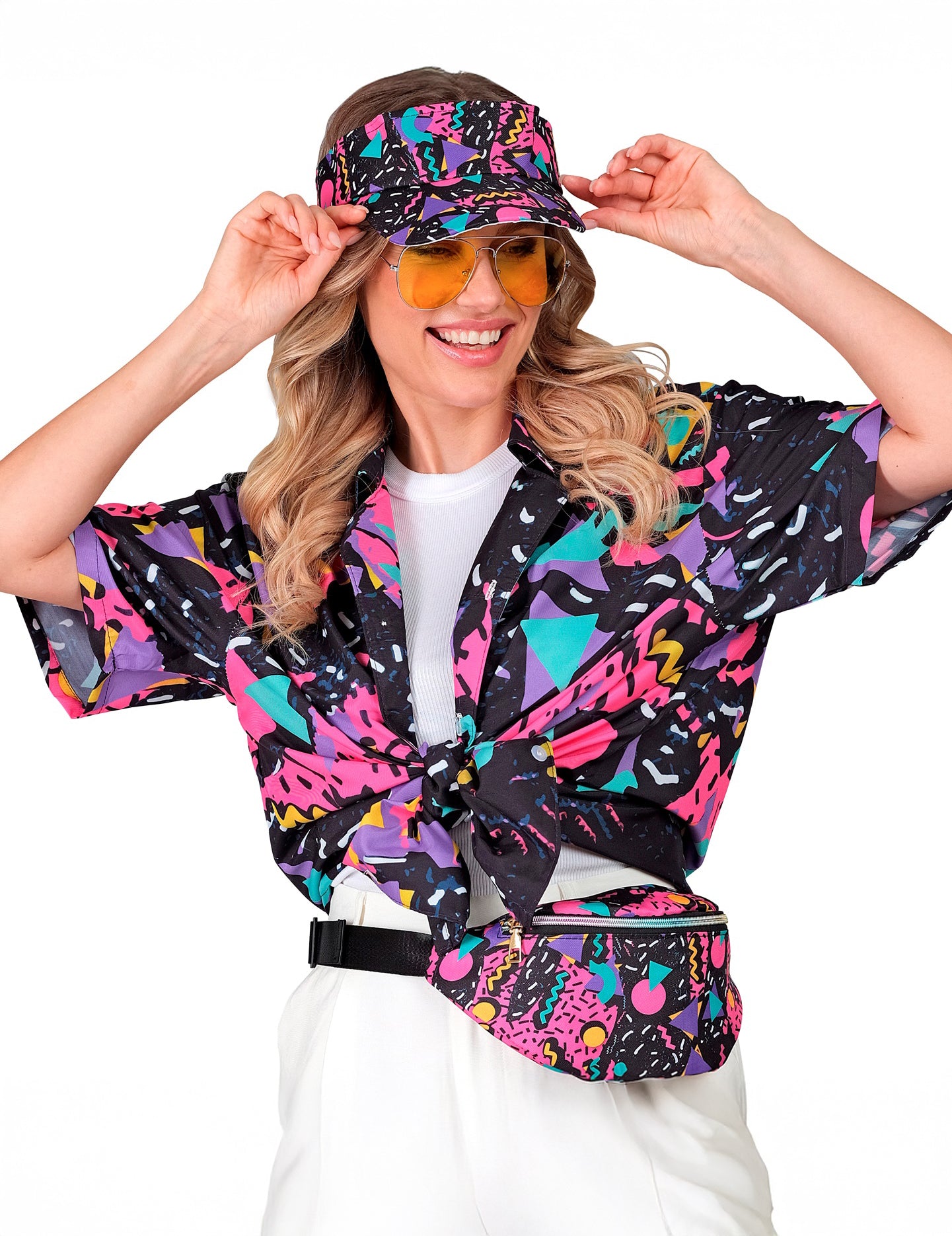 Camisa negra con estampado de los 90 para adultos