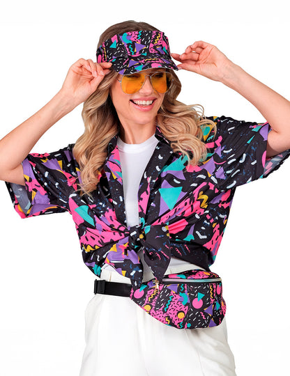 Camisa negra con estampado de los 90 para adultos