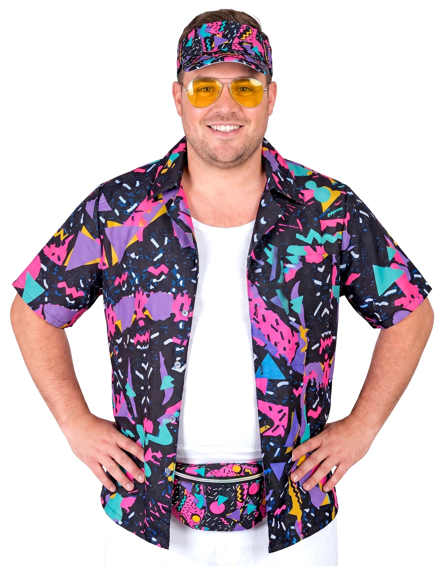 Camisa negra con estampado de los 90 para adultos