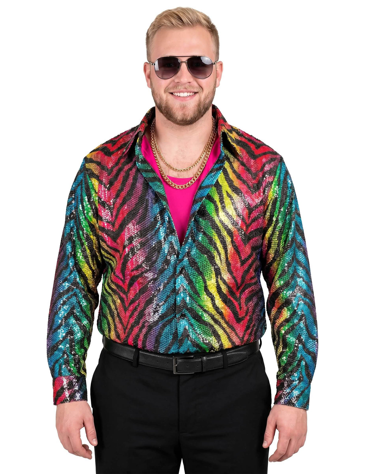 Camisa de tigre arco iris para hombre