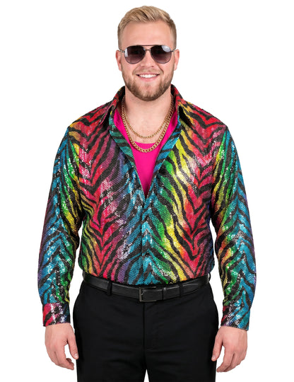Camisa de tigre arco iris para hombre