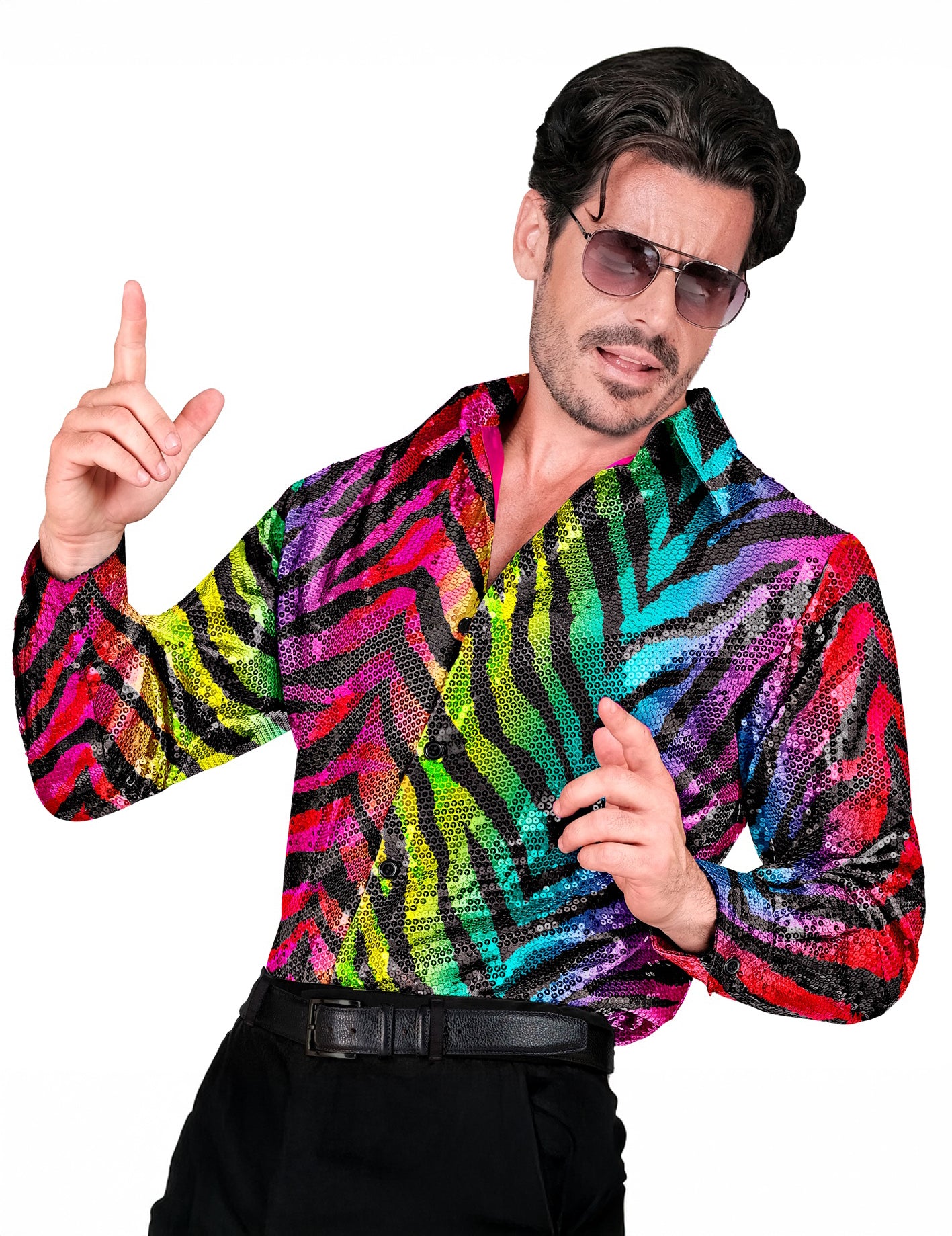 Camisa de tigre arco iris para hombre