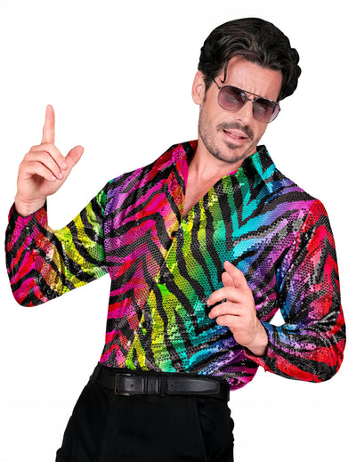 Camisa de tigre arco iris para hombre