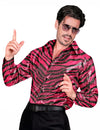 Chemise à sequins tigrée pour homme rose