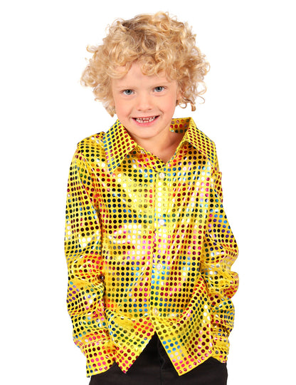 Camisa disco con lentejuelas amarillas para niño