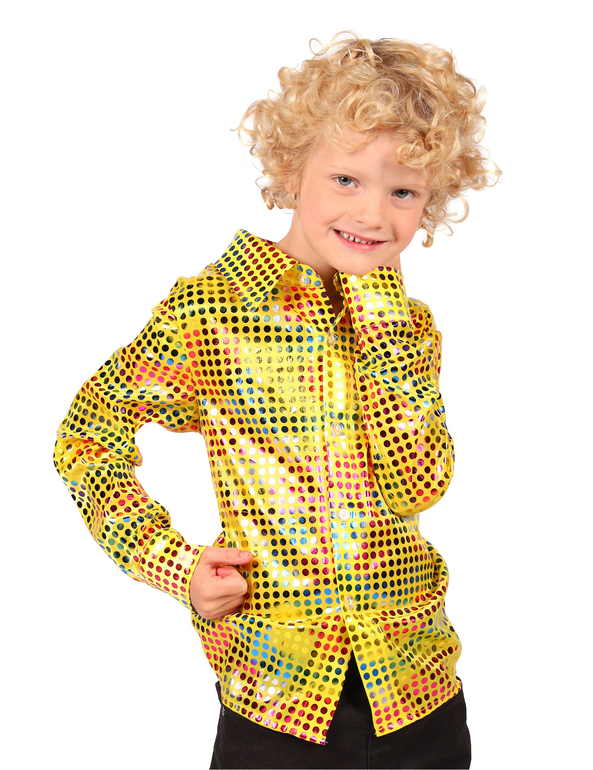 Camisa disco con lentejuelas amarillas para niño