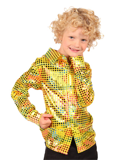 Camisa disco con lentejuelas amarillas para niño