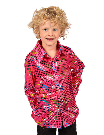 Camisa disco de lentejuelas rosa para niño