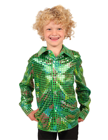 Camisa disco de lentejuelas verde infantil