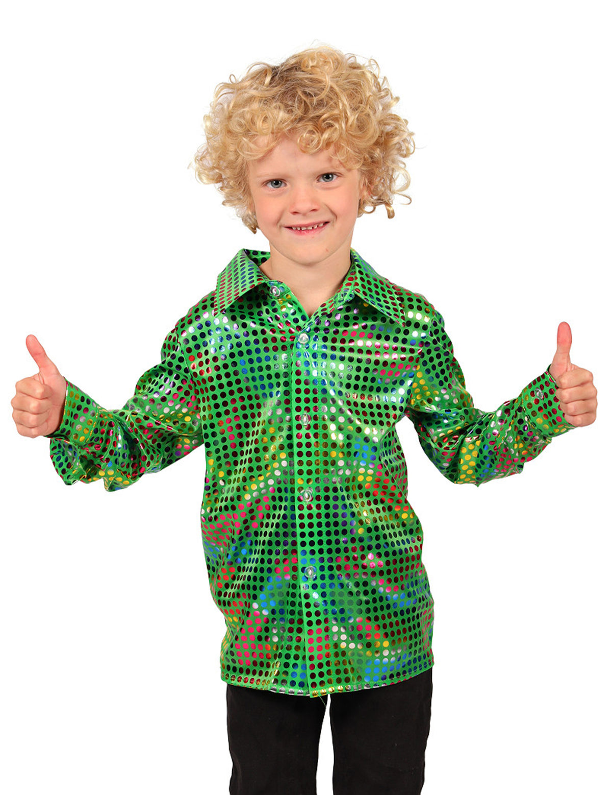 Camisa disco de lentejuelas verde infantil