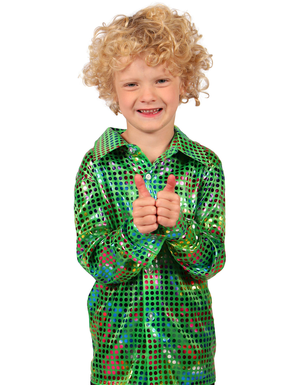 Camisa disco de lentejuelas verde infantil