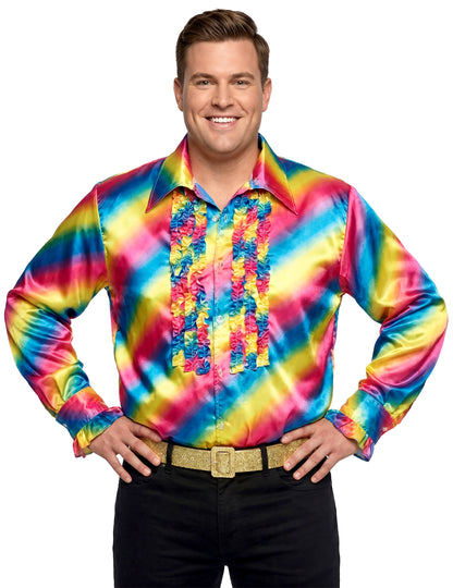 Camisa disco arcoíris adulto