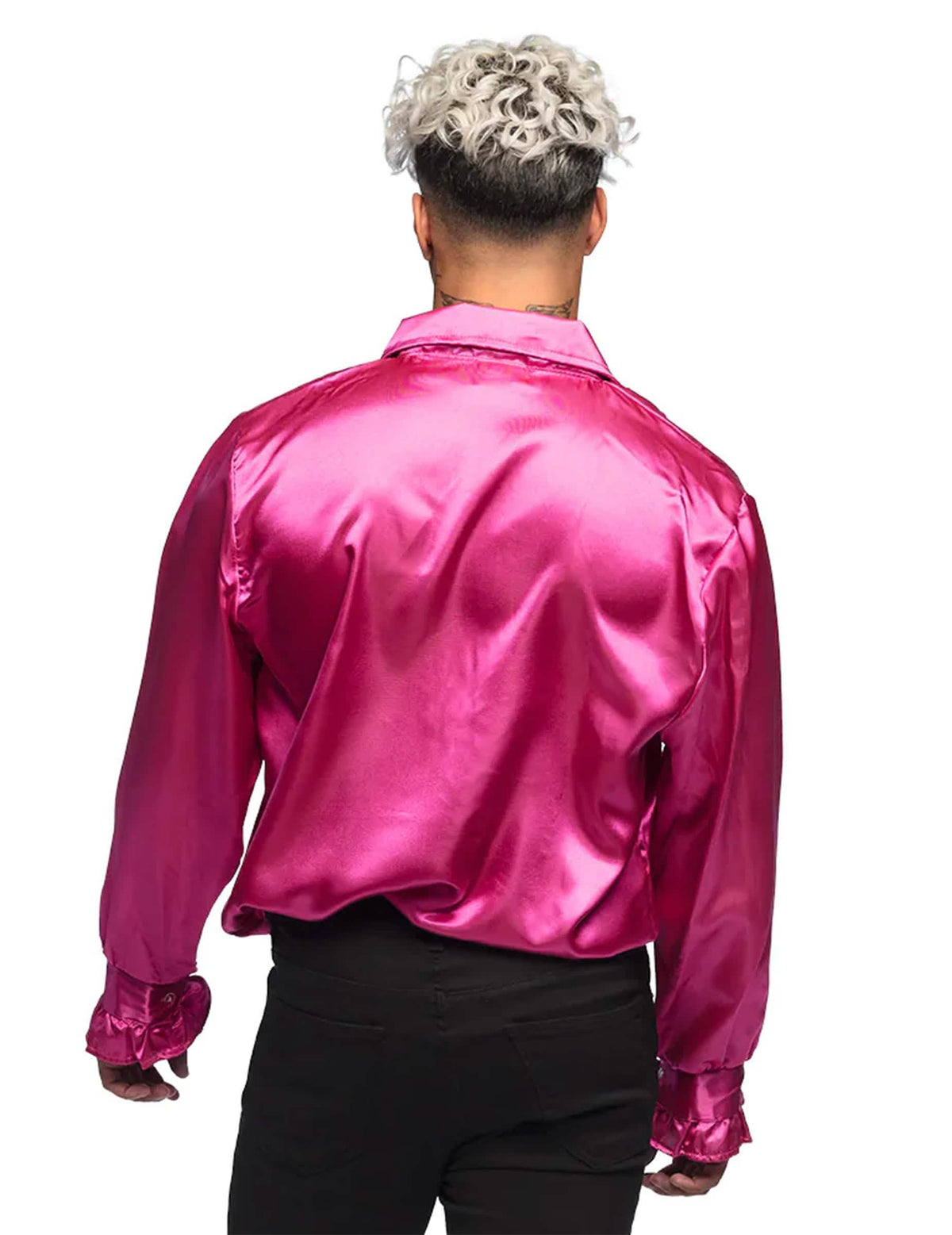 Vista trasera de la camisa disco para hombre