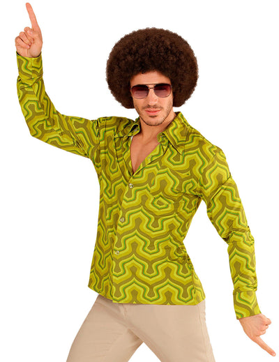 Camisa retro verde años 70 para hombre