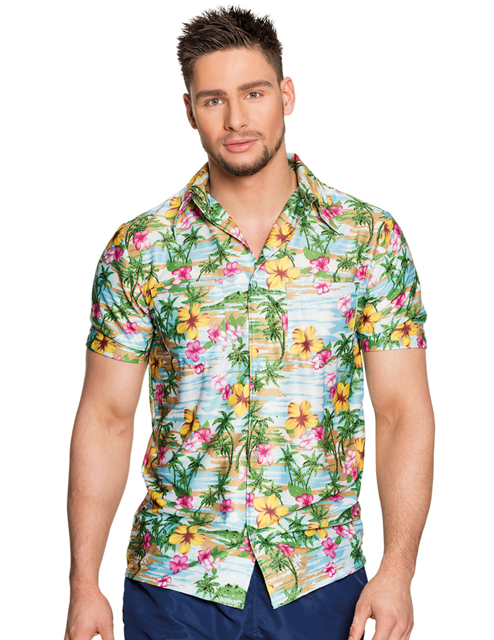 Chemise Hawaï paradise pour adulte multicolore à fleurs et palmiers