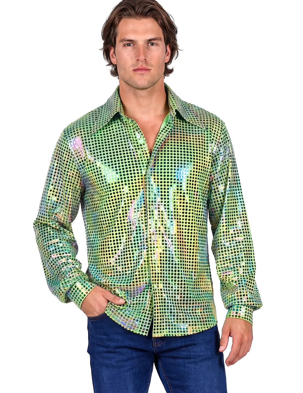 Vista de frente de la camisa disco para hombre