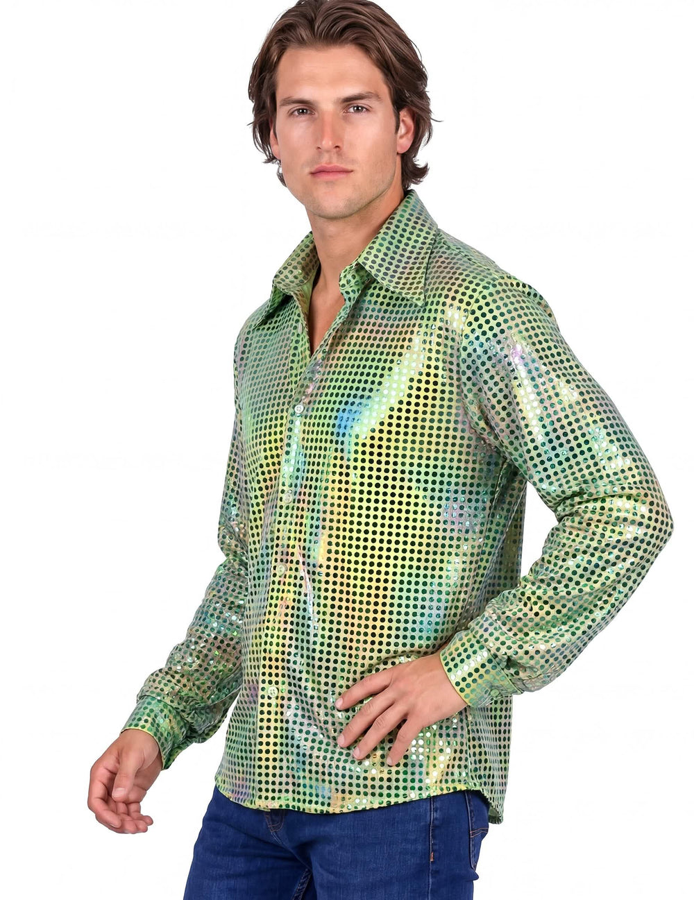 Vista de perfil de la camisa disco para hombre