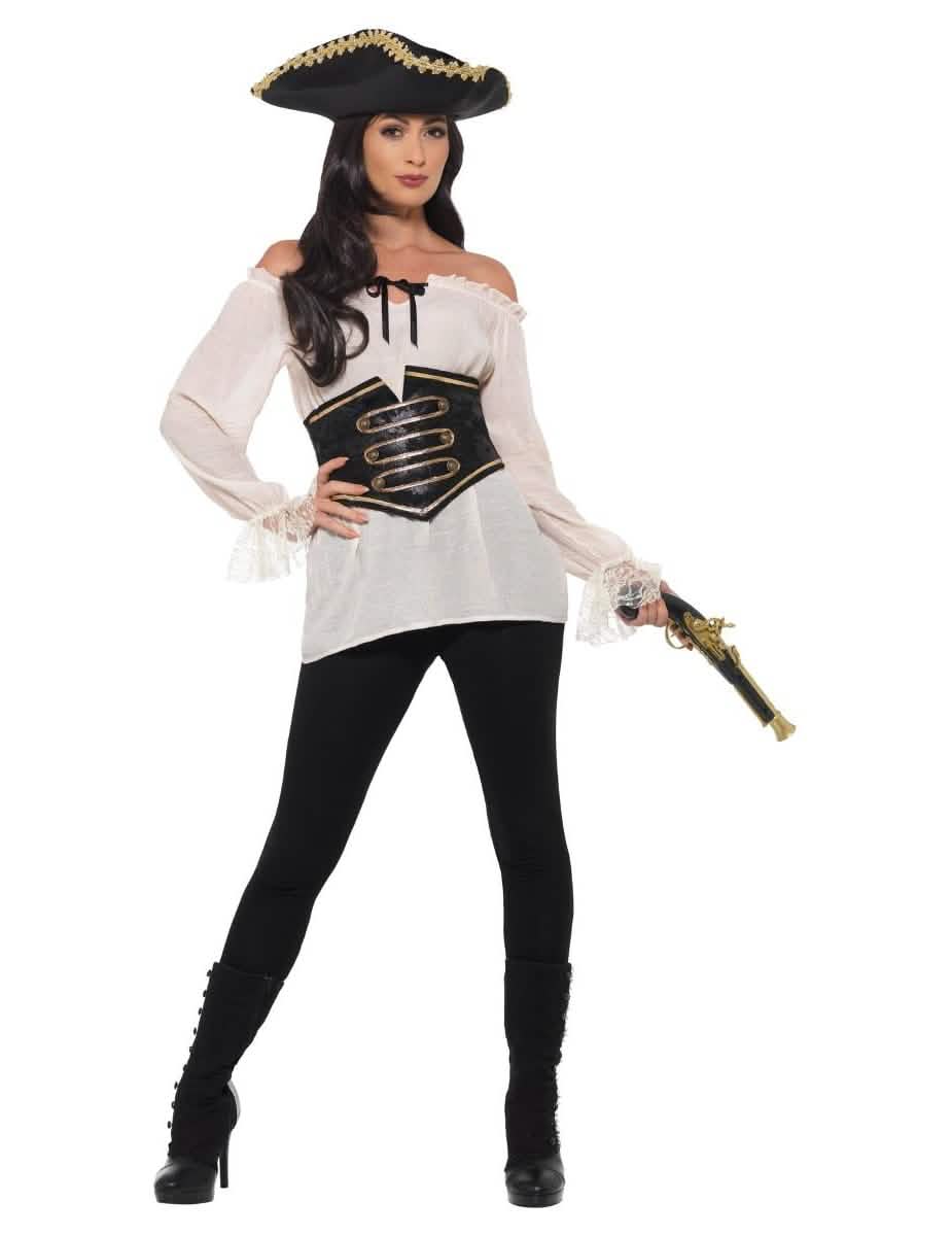Camisa pirata para mujer marfil de lujo