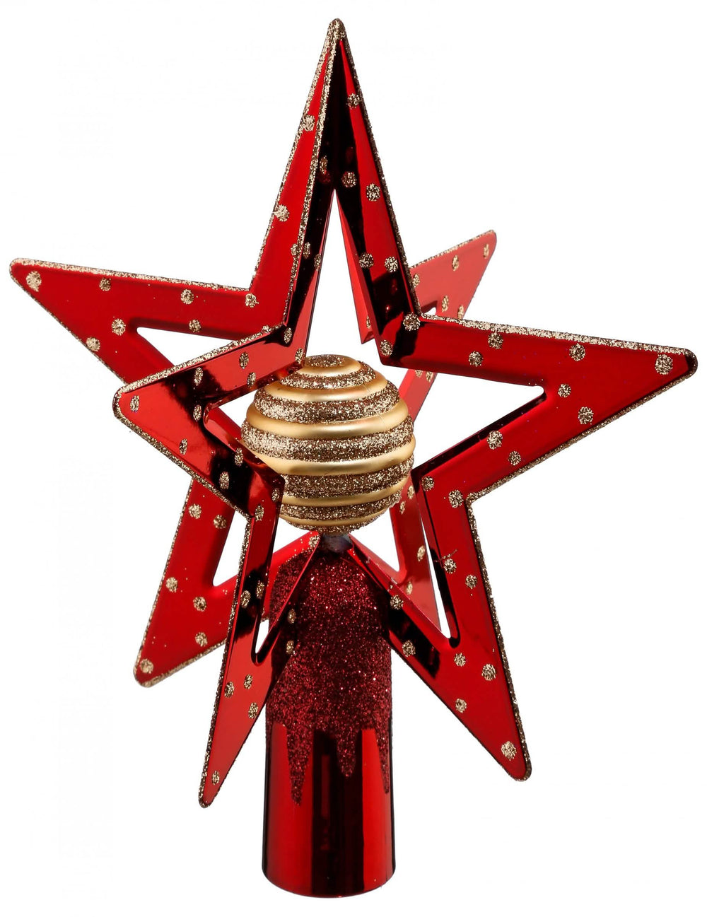 Cimera de abeto rojo estrellado con purpurina para decoración de navidad