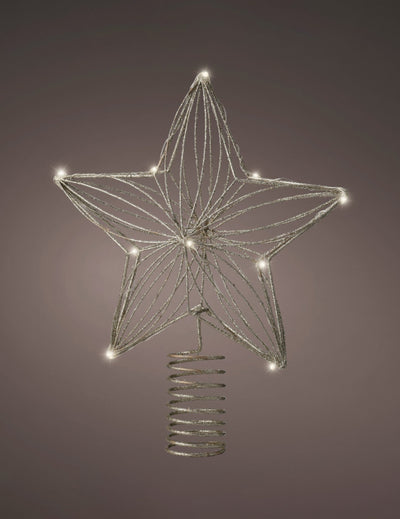 Cimier étoile pour sapin dorée à paillettes avec led