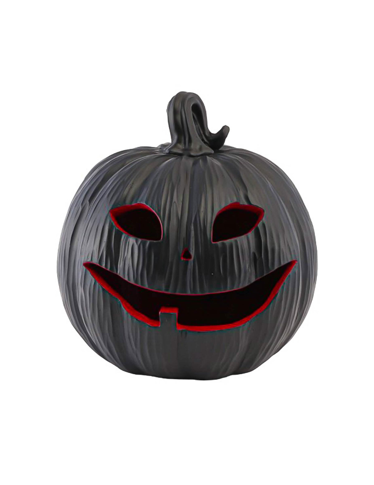 Calabaza decorativa de resina negra y roja con LED 25 x 24 x 25 cm