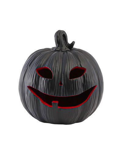 Calabaza decorativa de resina negra y roja con LED 25 x 24 x 25 cm