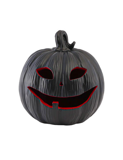 Calabaza decorativa de resina negra y roja con LED 25 x 24 x 25 cm