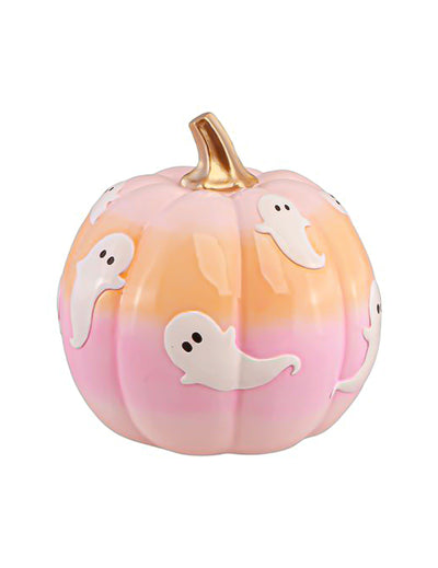 Calabaza de resina en colores degradados con fantasmas 14,8 cm