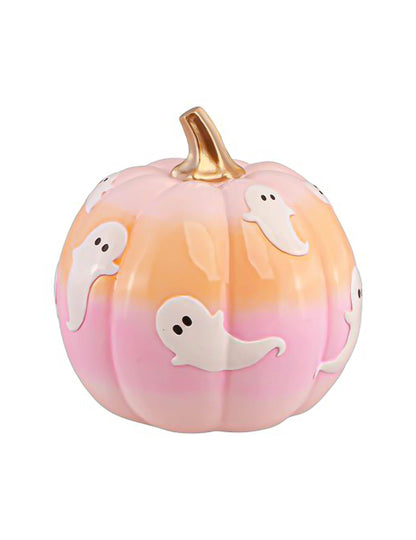 Calabaza de resina en colores degradados con fantasmas 14,8 cm