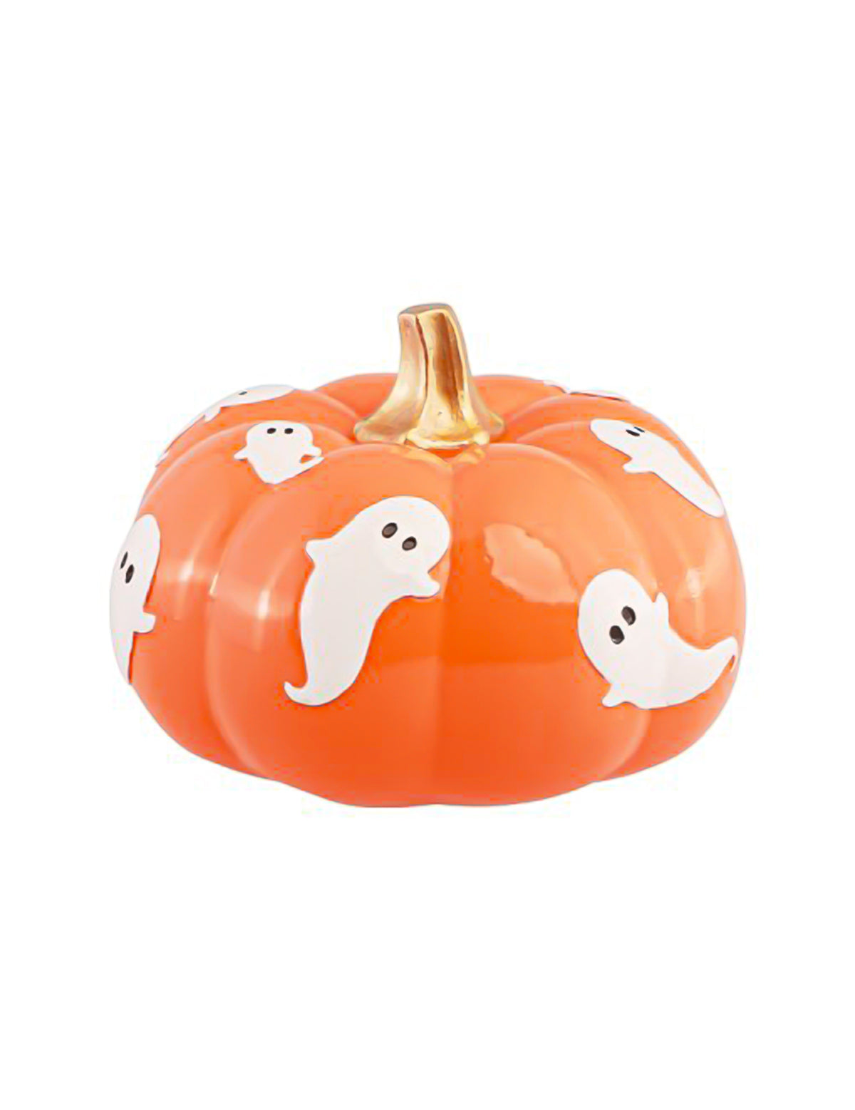 Calabaza de resina naranja con fantasmas 15,5 cm