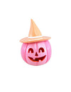Calabaza de resina rosa con sombrero naranja pastel 17 cm