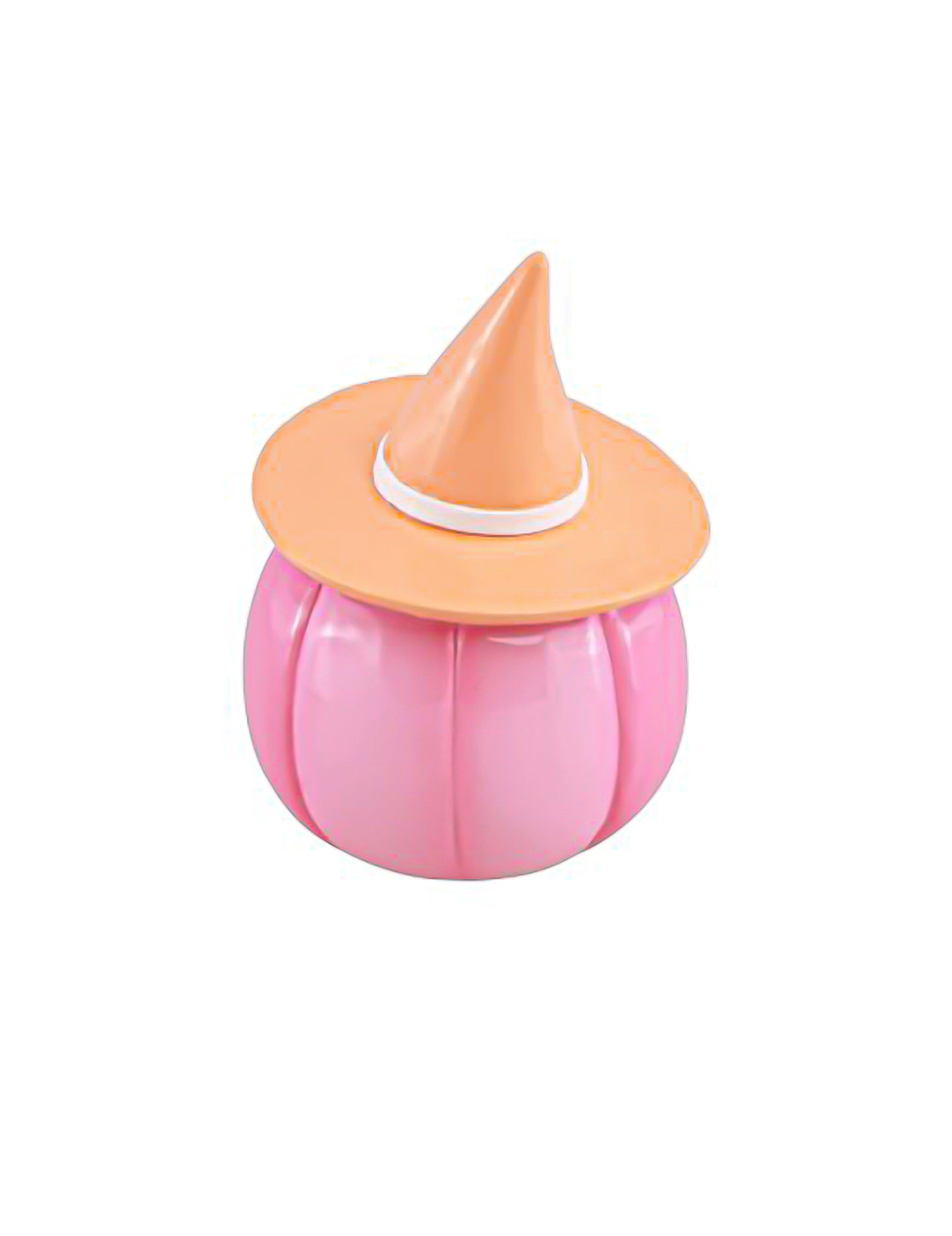 Calabaza de resina rosa con sombrero naranja pastel 17 cm
